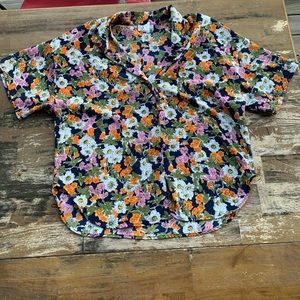 Silk-Ish button down flower shirt